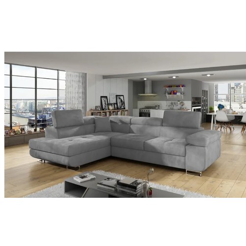 467 - A Brayden Studio Ambereen dark grey upholstered two part corner sofa chaise RRP £1749