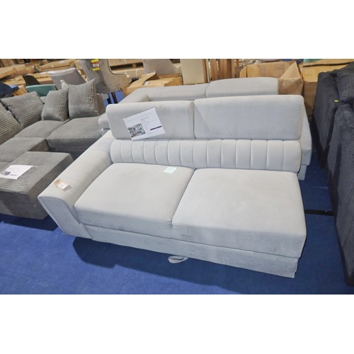 472 - An Ivy Bronx Almantas light grey upholstered two part corner sofa bed RRP £1759. Please note that th... 