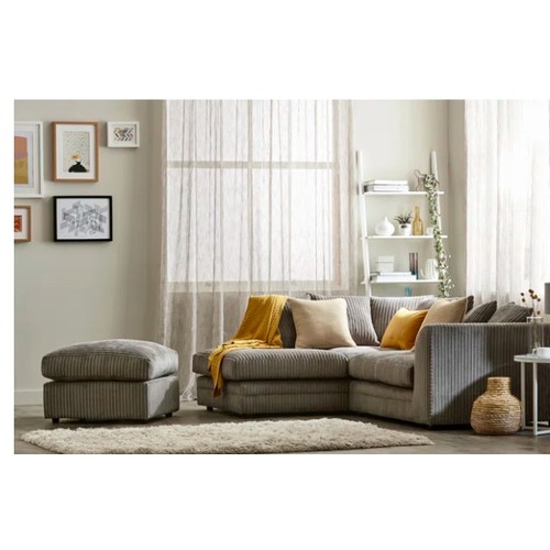 471 - A Zipcode Design Moana grey upholstered two part corner chaise sofa with a matching foot stool RRP £... 