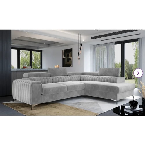 472 - An Ivy Bronx Almantas light grey upholstered two part corner sofa bed RRP £1759. Please note that th... 