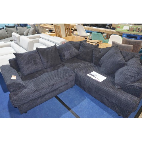 473 - A Mercury Row Ajo two part black upholstered corner sofa RRP £639