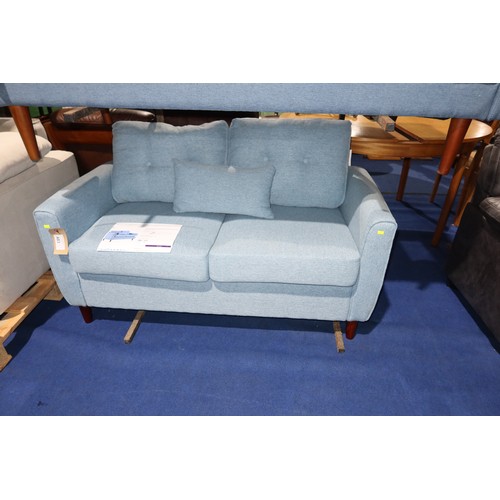 483 - A Whittaker two seater blue upholstered made to order sofa approx 140cm wide RRP £259