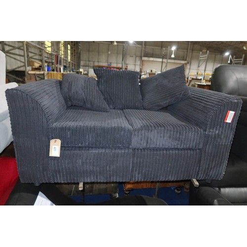 477 - 1 x black upholstered sofa approx 143cm wide