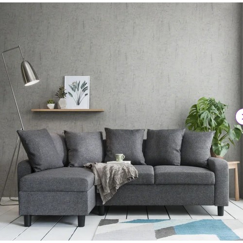 488 - A grey upholstered two part corner sofa