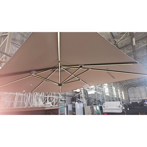 405 - A Nova – Galaxy Grey Frame LED Cantilever Parasol – 4m x 3m RRP £699. Please note that no base weigh... 