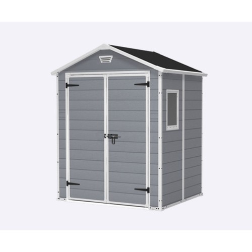 427 - 1 x Keter Manor 6ft w x 5ft d apex outdoor maintenance free garden shed RRP £575