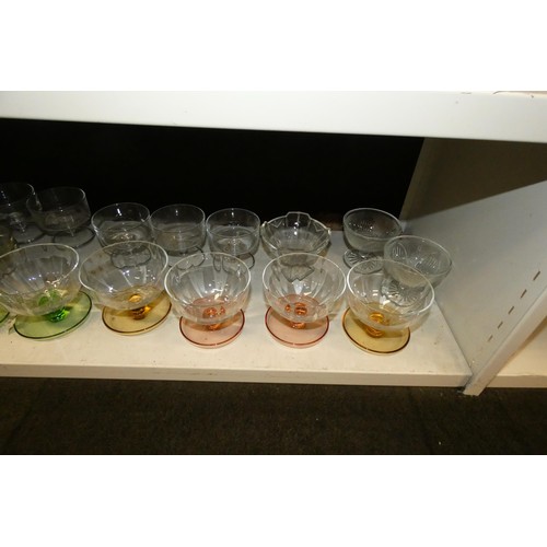 3041 - A quantity of miscellaneous decorative glassware (two shelves)