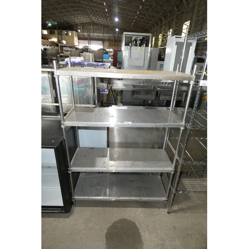 1116 - A commercial stainless steel catering type rack with 4 shelves approx 108x38x155cm