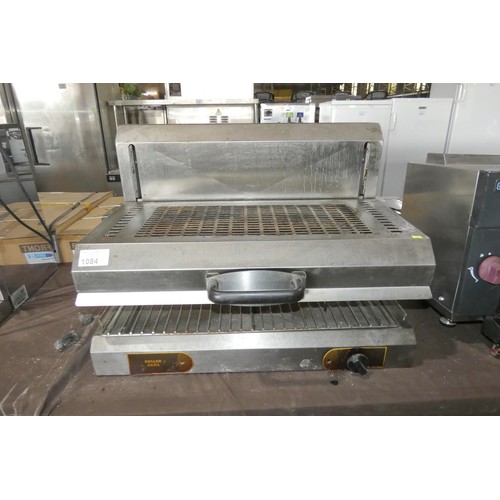 1084 - A commercial stainless steel gas fired rise and fall salamander grill by Roller Grill - trade