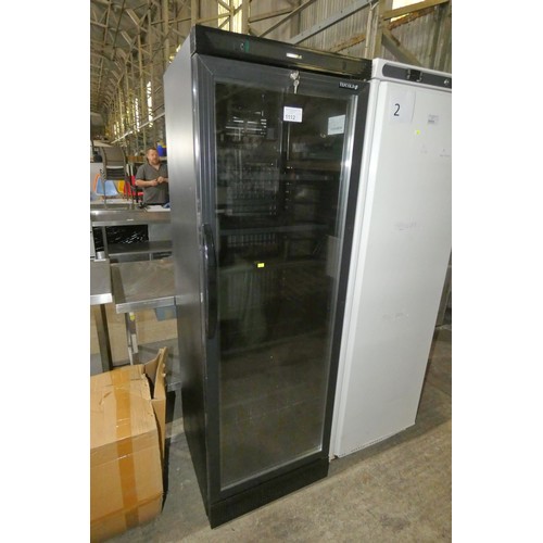 A commercial tall display fridge by Tefcold Type CEV425 in black