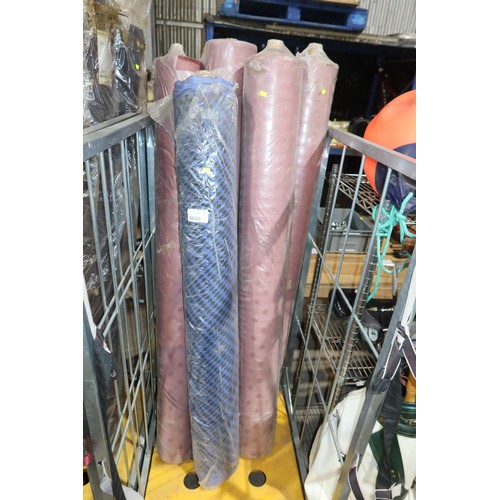 2030 - 5 x various rolls of fabric including Sekers (approx 40m per roll). Contents of 1 wheeled cage which... 