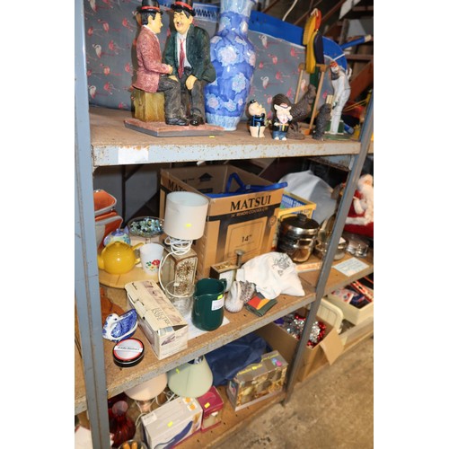 2100 - A quantity of various items including ornaments, 3 x table lamps 240v, crockery etc. Contents of 1 b... 