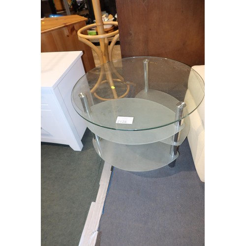 2125 - 1 x round glass coffee table diameter approx 65cm