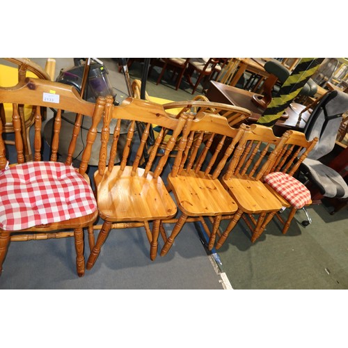 2133 - 5 x Pine dining chairs