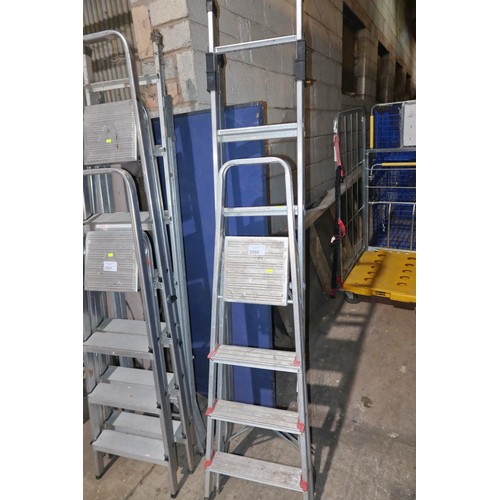 2068 - 1 x aluminium step ladder and 1 x Youngman 3-way combination ladder