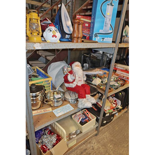 2101 - A quantity of various items including a Tefal iron 240v, a double action air pump, a Santa Claus fig... 