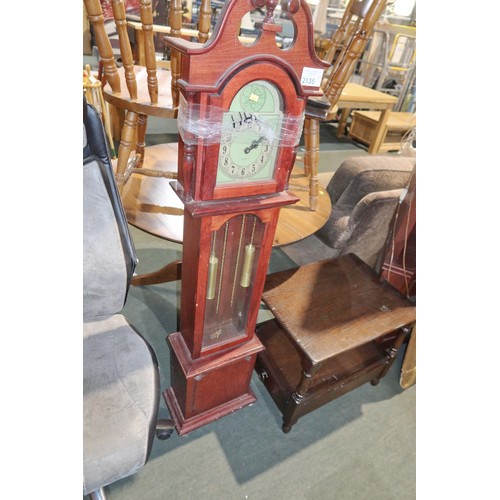 2135 - 1 x dark wood modern long case clock approx 154cm high