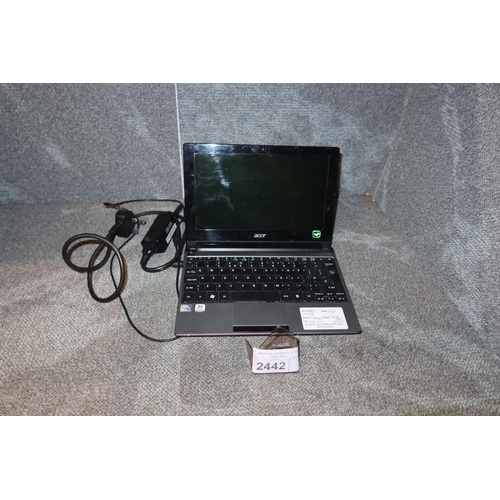 2442 - A mini laptop by Acer Aspire with an Atom 1.66ghz processor, 1gb ram, blank 80gb HDD - trade