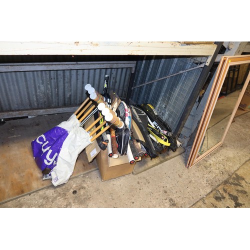 2162 - A quantity of various sports racquets and a croquet set