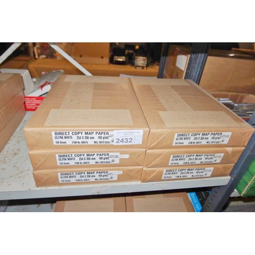 2432 - 6 packs of 250 sheets of plain white 160g map copy paper 254x356mm