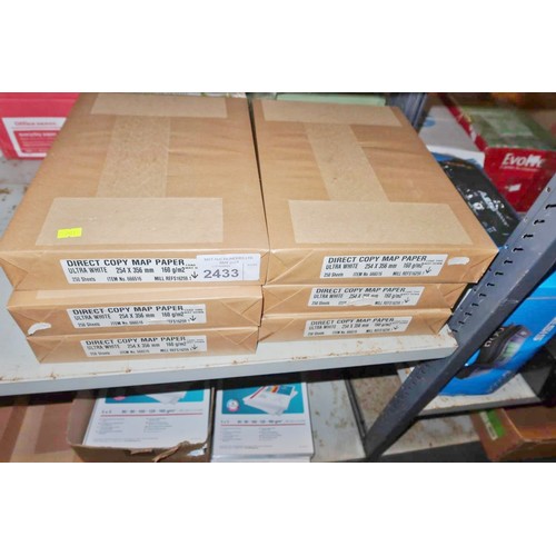 2433 - 6 packs of 250 sheets of plain white 160g map copy paper 254x356mm