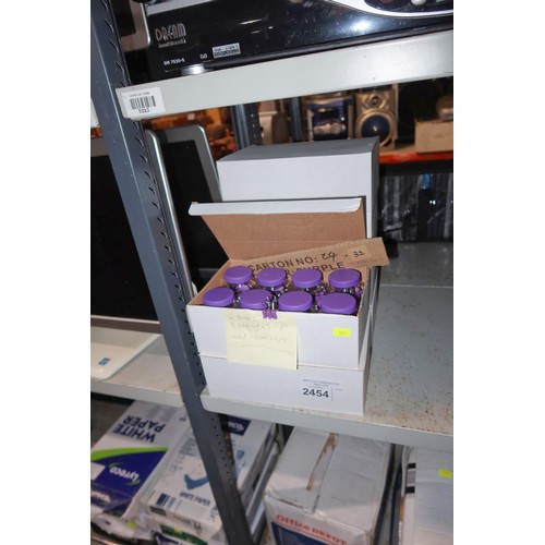 2454 - 6 boxes each containing 8 tubs of 25 purple foldback binder clips, 1200 clips in total