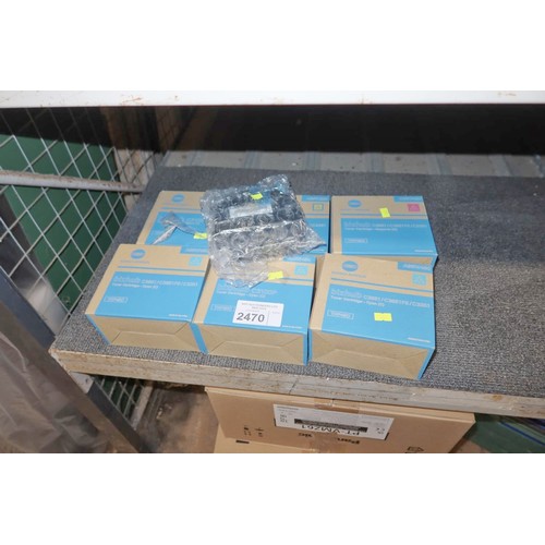 2470 - 6 boxes of various Konica Minolta toner cartridges, cyan, yellow and magenta.