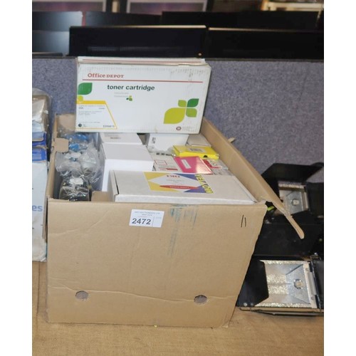 2472 - A box containing a quantity of various toner cartridges from Oki to Office Depot