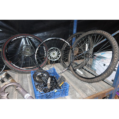 2003 - A quantity of various mountain bike parts including a specialized rock hopper frame. Forks, seats, S... 