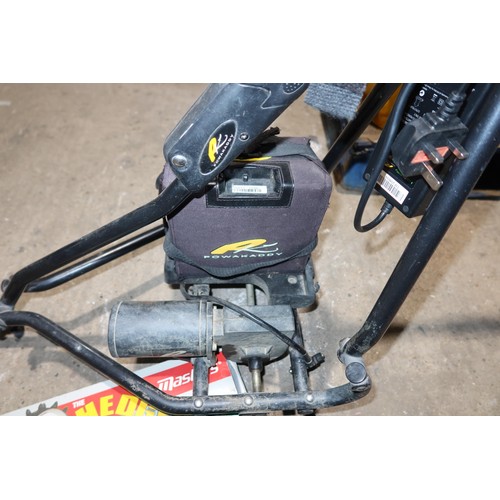 2058 - A powakaddy battery powered golf caddy supplied with a mains battery charger (Trade) Tested Working