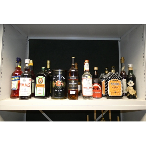 3052 - A collection of miscellaneous liqueurs and spirits (one shelf)