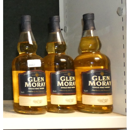 3057 - Three bottles of Glen Moray single malt whisky