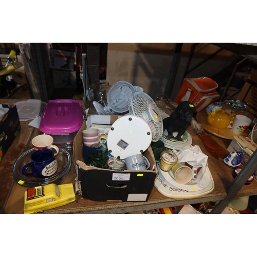 2099 - A quantity of various items including crockery, CDs, DVDs, a Trotters Independent Trading Robin Reli... 