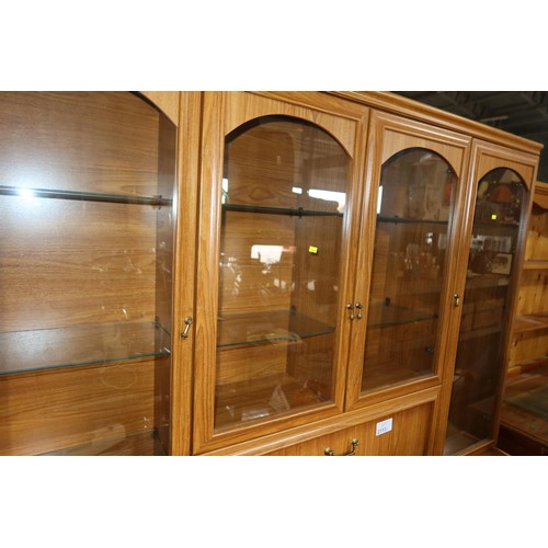 2113 - A two part sideboard / dresser with 4 glass doors above and 4 doors / 2 drawers below approx 167cm w... 