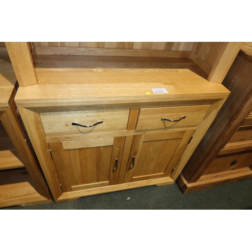 2119 - A light Oak two part sideboard /dresser with 2 x glass doors above and 2 drawers / 2 doors below app... 