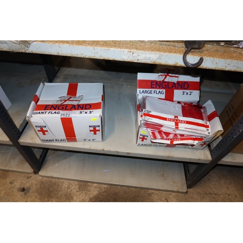 2622 - 2 boxes containing England flags 5'x3' & 3'x2'