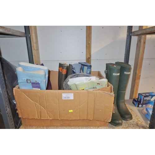 2638 - A quantity of various size and colour wellington boots, contents of 1 shelf