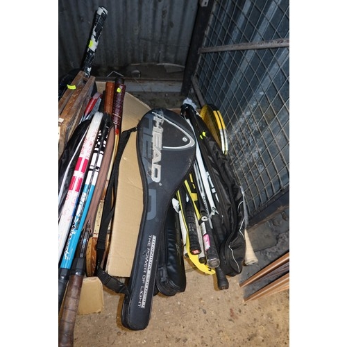 2162 - A quantity of various sports racquets and a croquet set