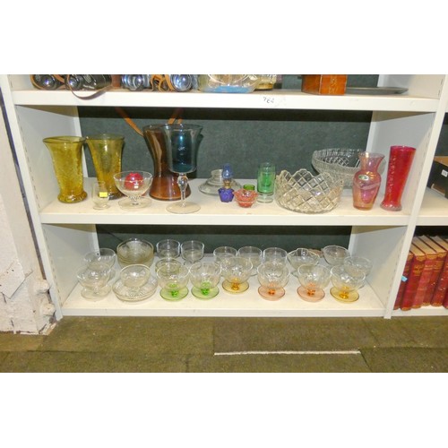 3041 - A quantity of miscellaneous decorative glassware (two shelves)