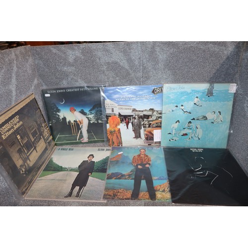 2307 - 14 x various Elton John LPs/records including: empty sky, tumbleweed connection etc