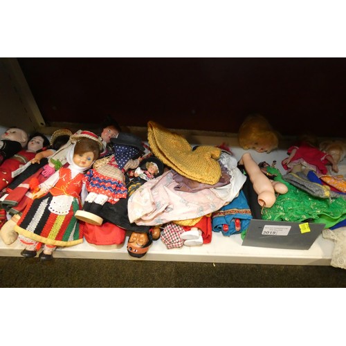 3019 - A collection of decorative souvenir dolls (one shelf)