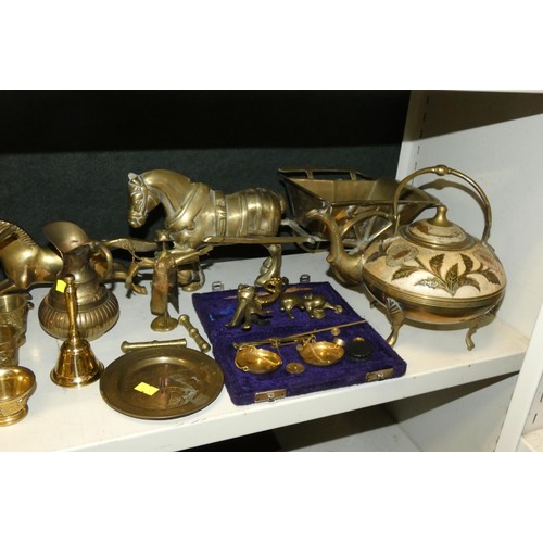 3031 - A large quantity of miscellaneous decorative brassware, copperware and silver plated ware including;... 