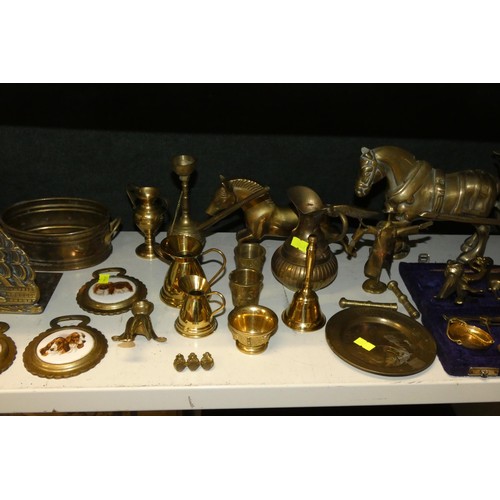 3031 - A large quantity of miscellaneous decorative brassware, copperware and silver plated ware including;... 