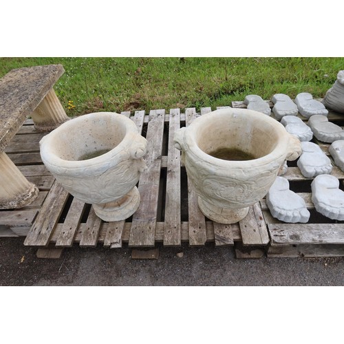 2671 - 2 x large round concrete planters