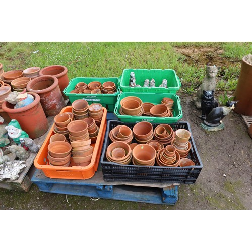 2684 - A large quantity of various plant pots including terracotta & snow white and the 7 dwarfs concrete s... 