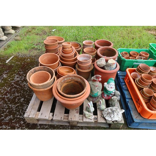 2685 - A large quantity of various plant pots including terracotta & various concrete statues