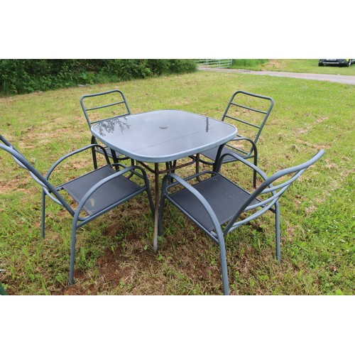 2694 - A metal framed square glass table & 4 matching chairs