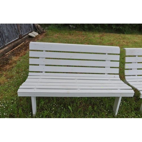 2691 - A white garden 3 person wooden bench