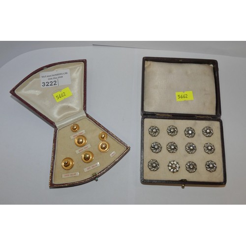 A boxed set of vintage 9 ct. gold shirt studs and a boxed set of ...