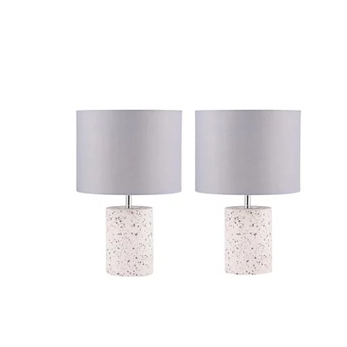 2572 - 2 x Anya white Terrazzo table lamps with grey shades, boxed